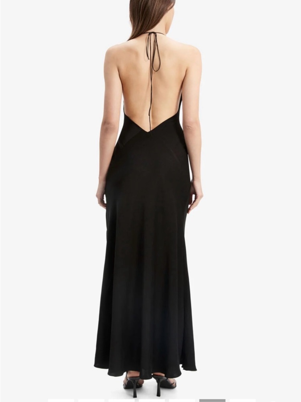 Bardot Black Backless Slip Gown with Cream Floral Detail - Picture 4 of 4